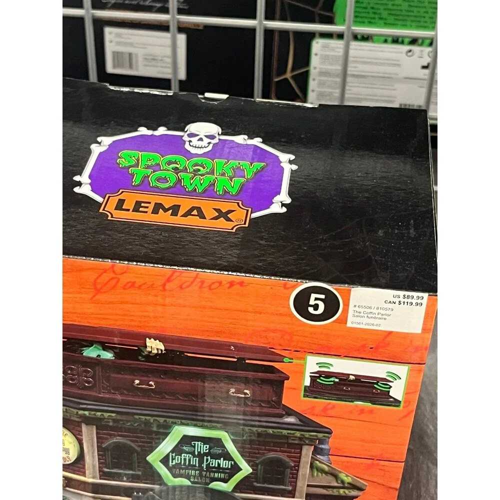 Lemax Spooky Halloween The Coffin Parlor Vampire Tanning Salon Town Decor